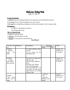 Kiểm tra Tiếng Việt - Tuần 15 - Tiết 74
